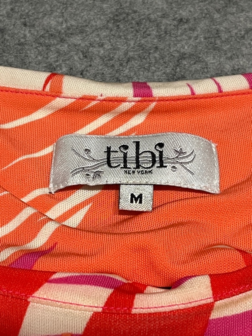 Tibi Palm-Print Mini Dress in Pink, Orange & White - Picture 7 of 8